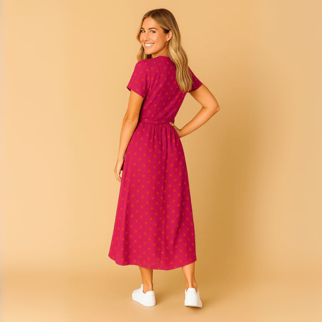 Dromerige Wrapjurk voor Dames – Elegante Zomerjurk met V-Hals en Taillelint