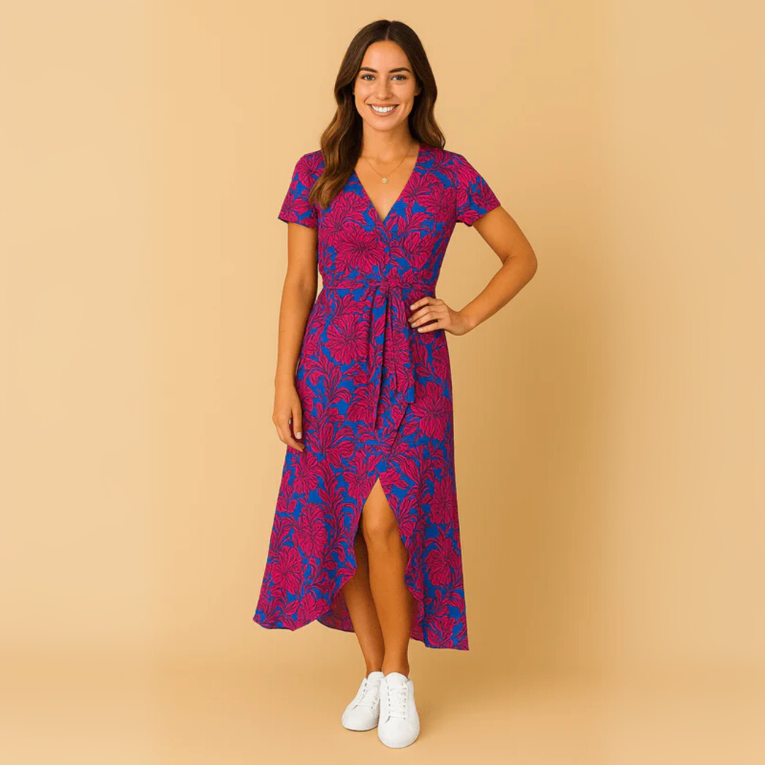 Dromerige Wrapjurk voor Dames – Elegante Zomerjurk met V-Hals en Taillelint