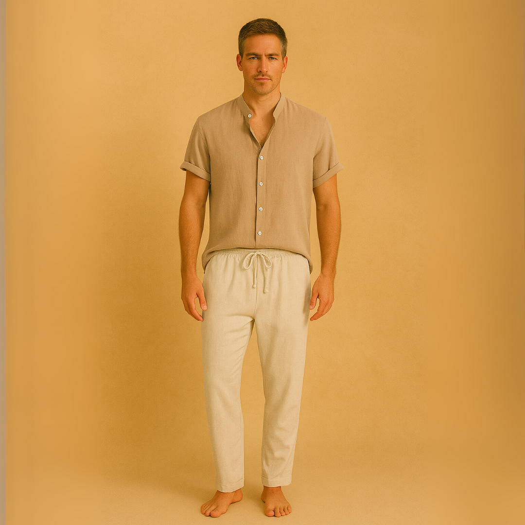 Luxe Linnen Overhemd & Broek Set – Ademend, Stijlvol & Perfect voor de Zomer