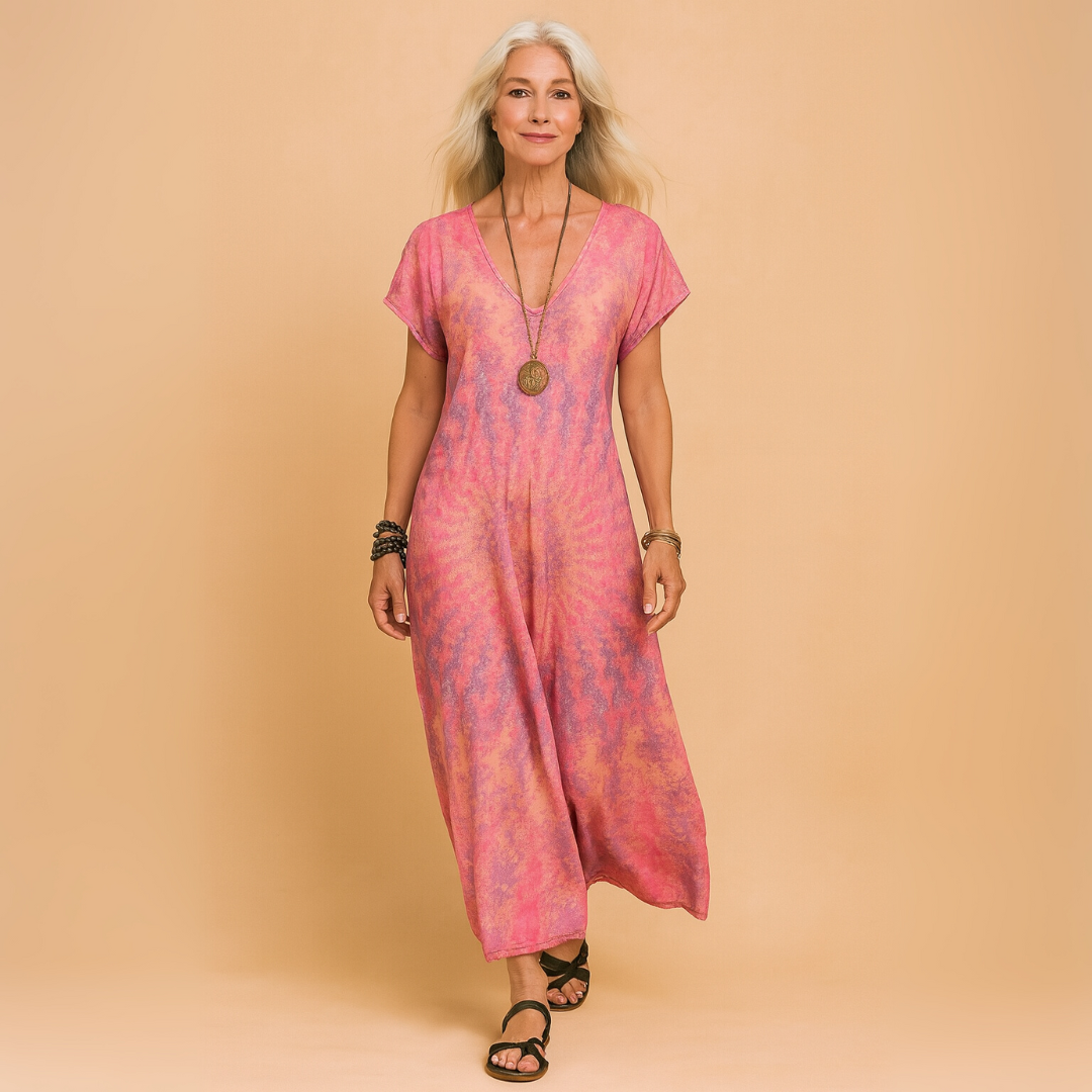 Vintage Ombre Damesjurk – Elegante Zomerjurk met Kleuroverloop