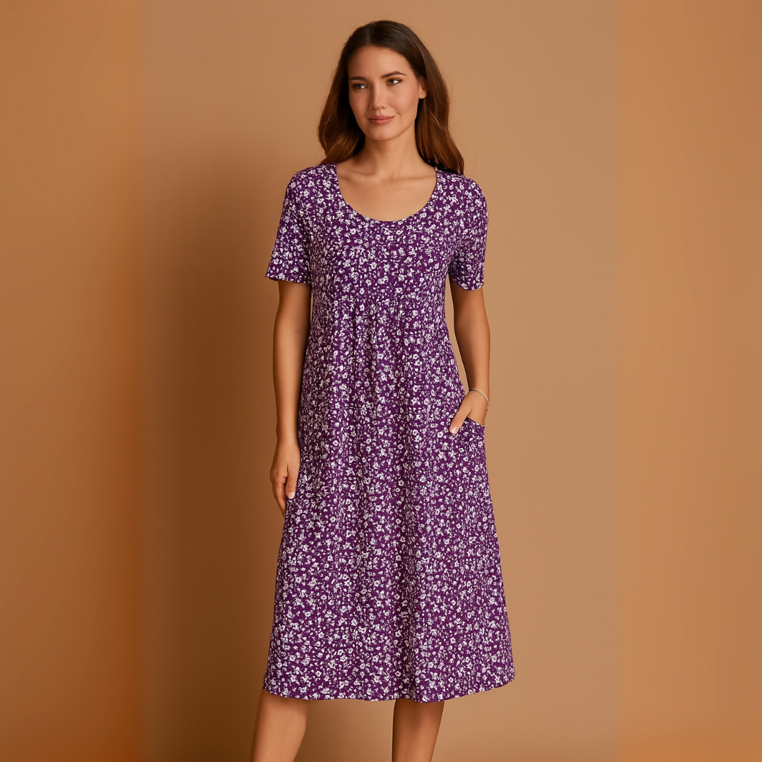 Midi-jurk met Bloemenprint – Luchtige Zomerjurk met Pofmouwen