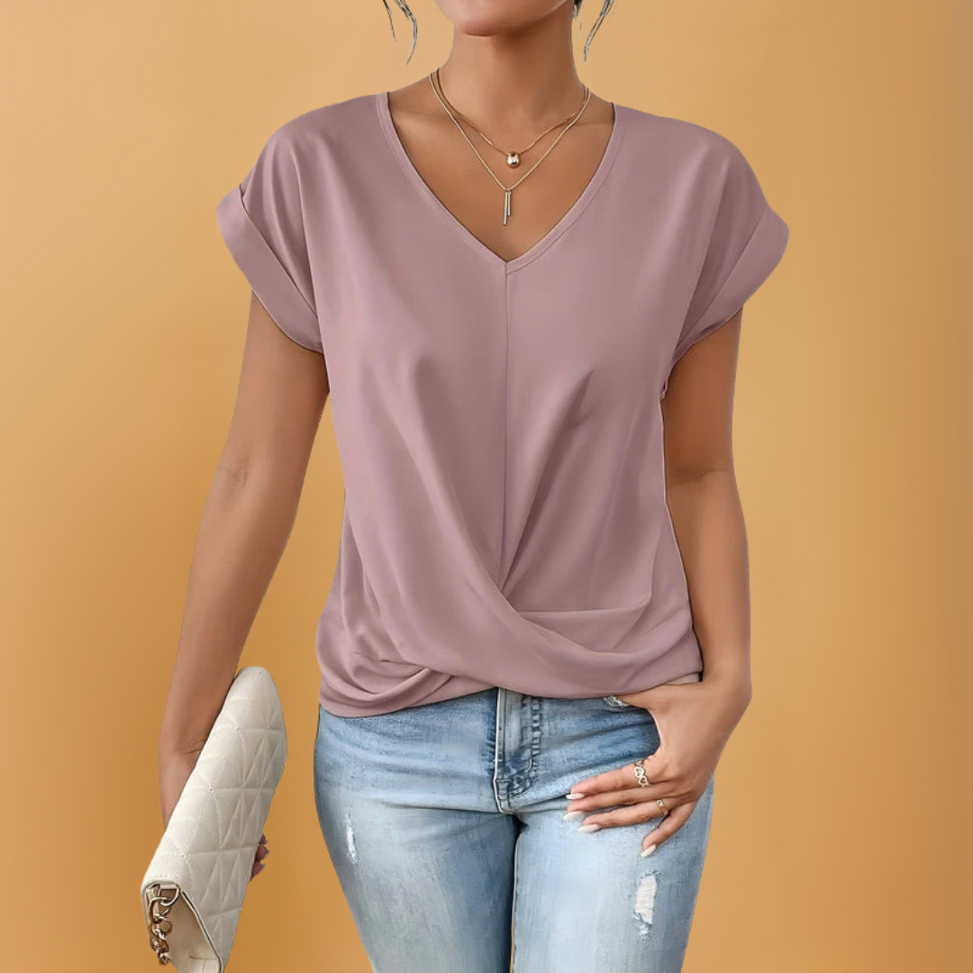 Elegante blouse met V-hals in effen kleur