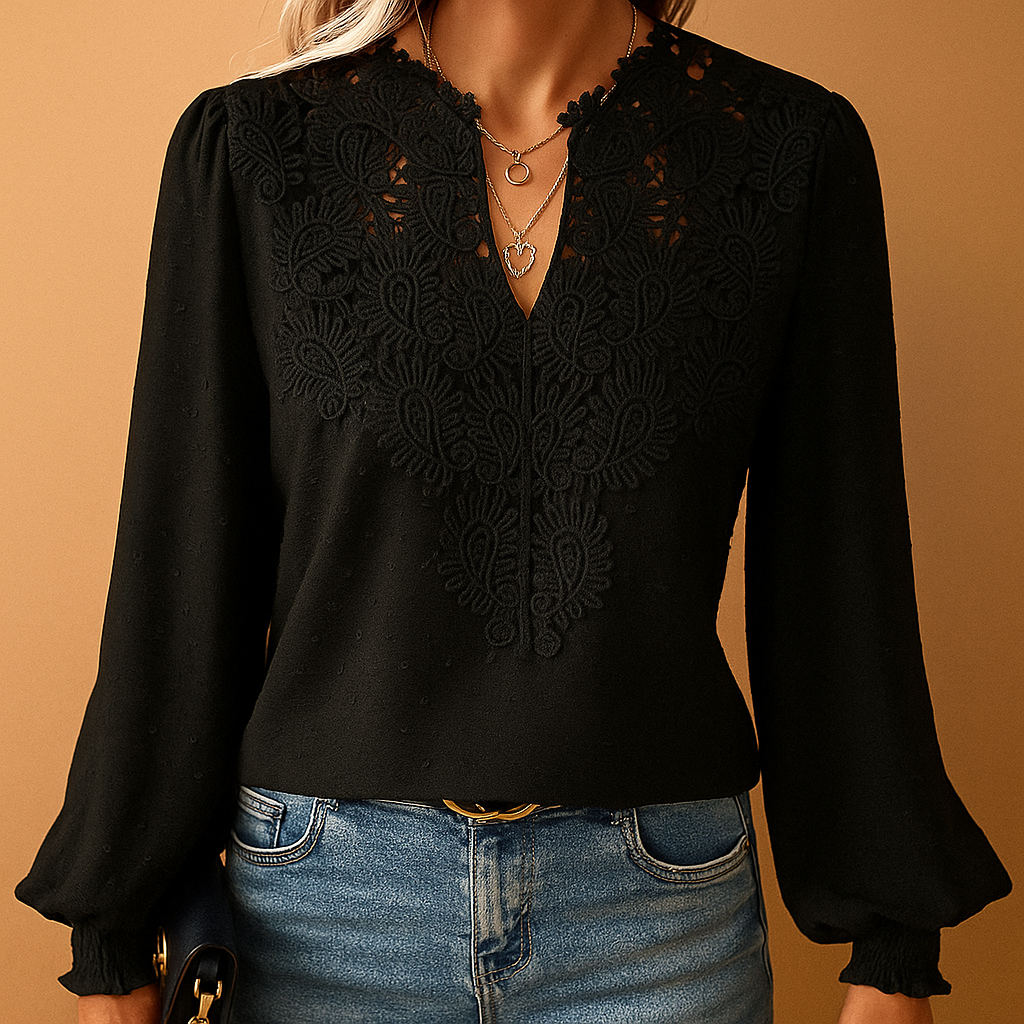 Luxe Kanten Blouse met V-hals
