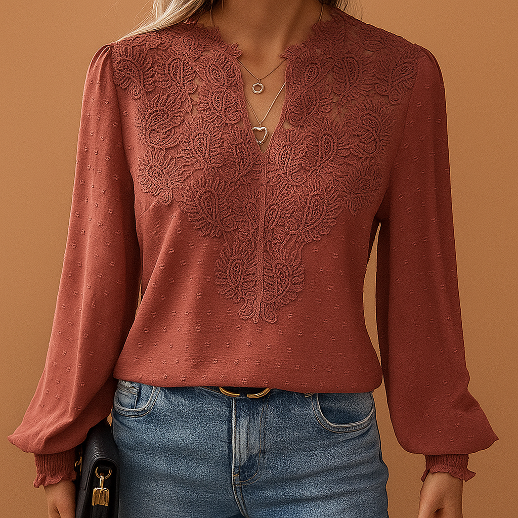 Luxe Kanten Blouse met V-hals