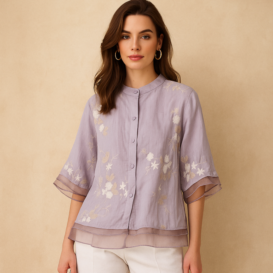 Fijn Geborduurde Lente Blouse