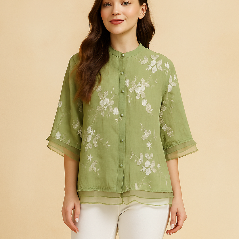 Fijn Geborduurde Lente Blouse