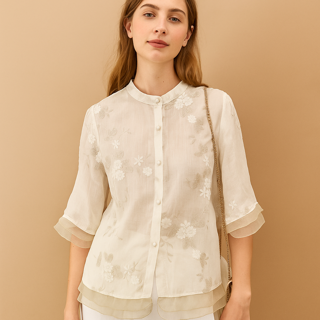 Fijn Geborduurde Lente Blouse