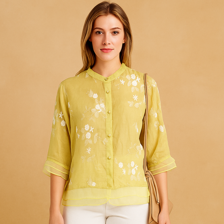 Fijn Geborduurde Lente Blouse