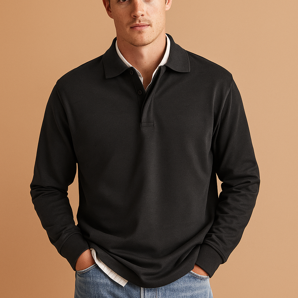 Heren Casual Lange Mouwen Poloshirt – Lichtgewicht, Ademend, Diverse Kleuren & Maten