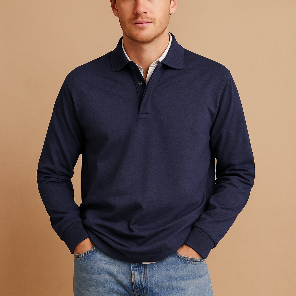 Heren Casual Lange Mouwen Poloshirt – Lichtgewicht, Ademend, Diverse Kleuren & Maten