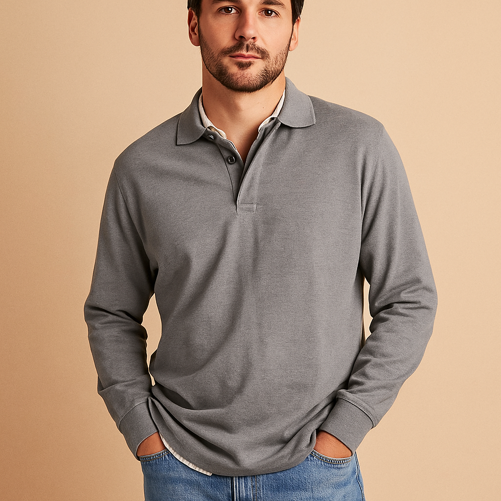 Heren Casual Lange Mouwen Poloshirt – Lichtgewicht, Ademend, Diverse Kleuren & Maten
