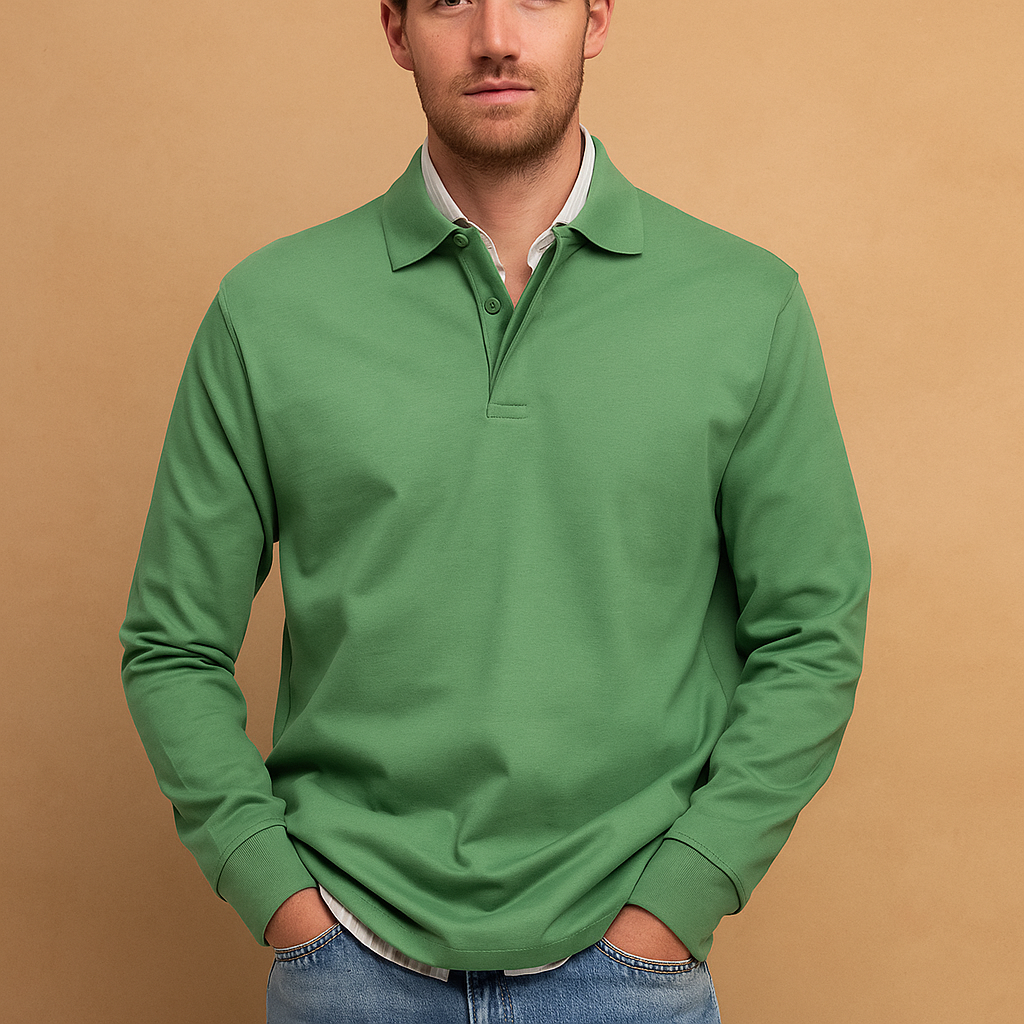 Heren Casual Lange Mouwen Poloshirt – Lichtgewicht, Ademend, Diverse Kleuren & Maten