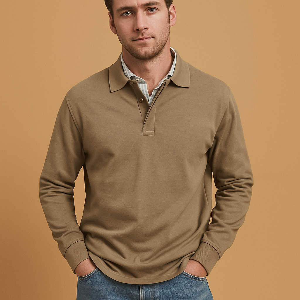 Heren Casual Lange Mouwen Poloshirt – Lichtgewicht, Ademend, Diverse Kleuren & Maten