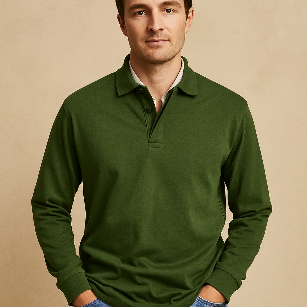 Heren Casual Lange Mouwen Poloshirt – Lichtgewicht, Ademend, Diverse Kleuren & Maten