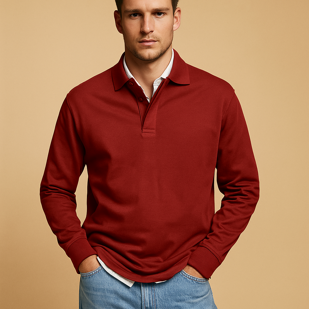 Heren Casual Lange Mouwen Poloshirt – Lichtgewicht, Ademend, Diverse Kleuren & Maten