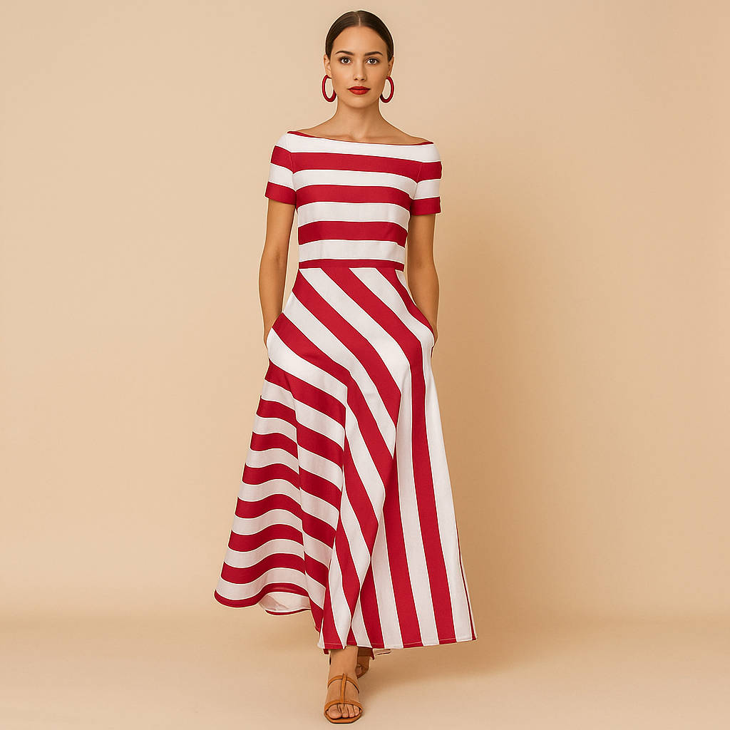 Elegante Gestreepte Jurk – Tijdloos en Comfortabel