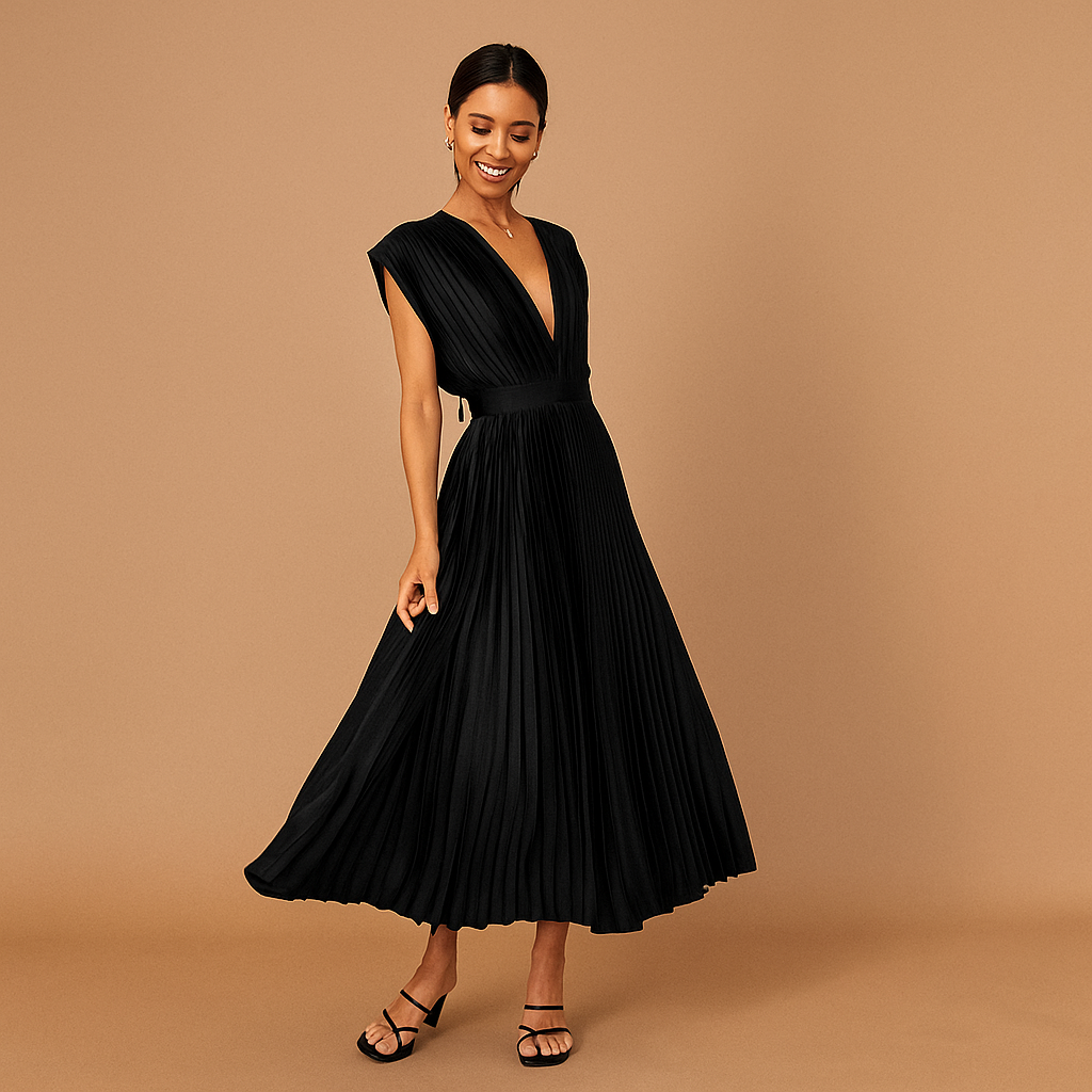 Elegante Lange Satijnen Jurk met Split – Perfect voor Feestjes & Speciale Gelegenheden