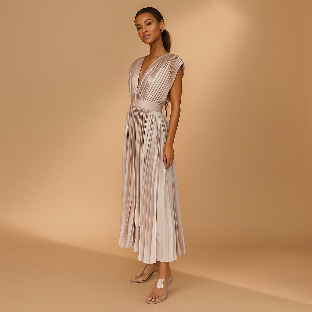 Elegante Lange Satijnen Jurk met Split – Perfect voor Feestjes & Speciale Gelegenheden