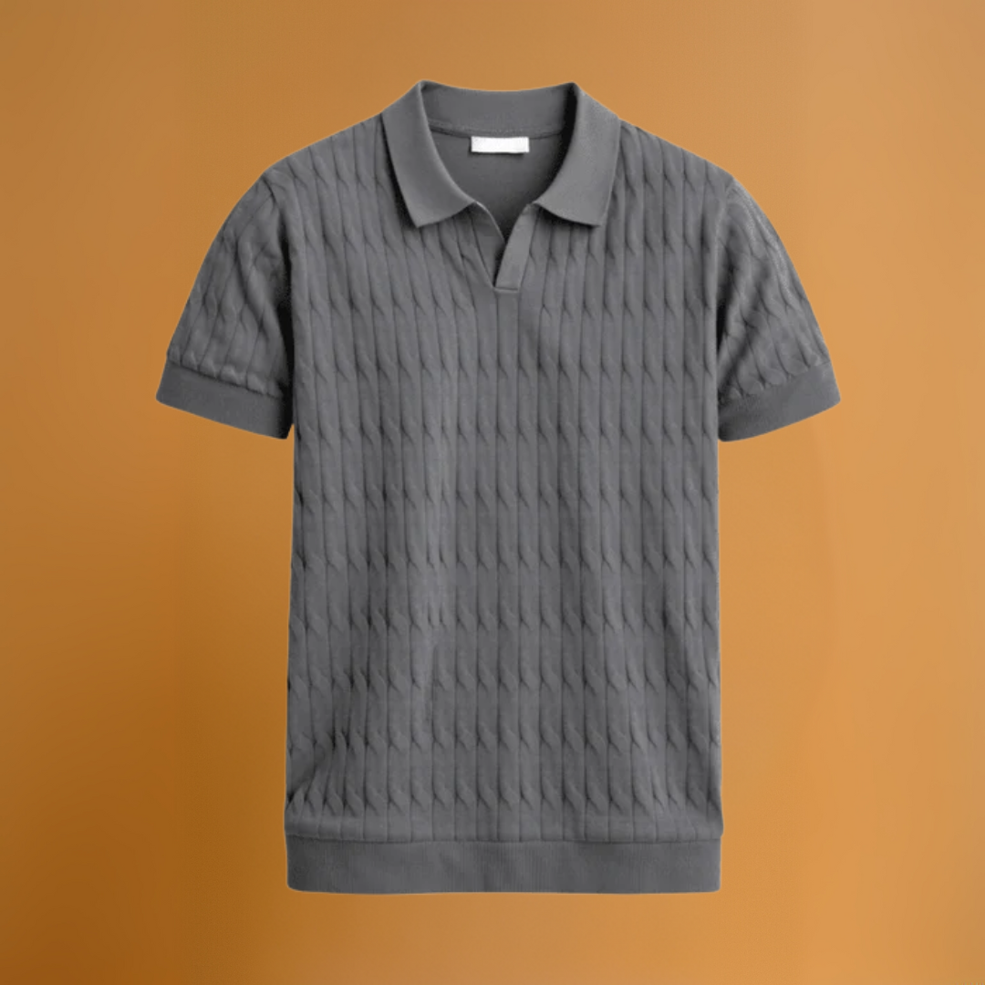 Premium V-hals Kabelbrei Polo – Klassiek, Comfortabel & Verfijnd