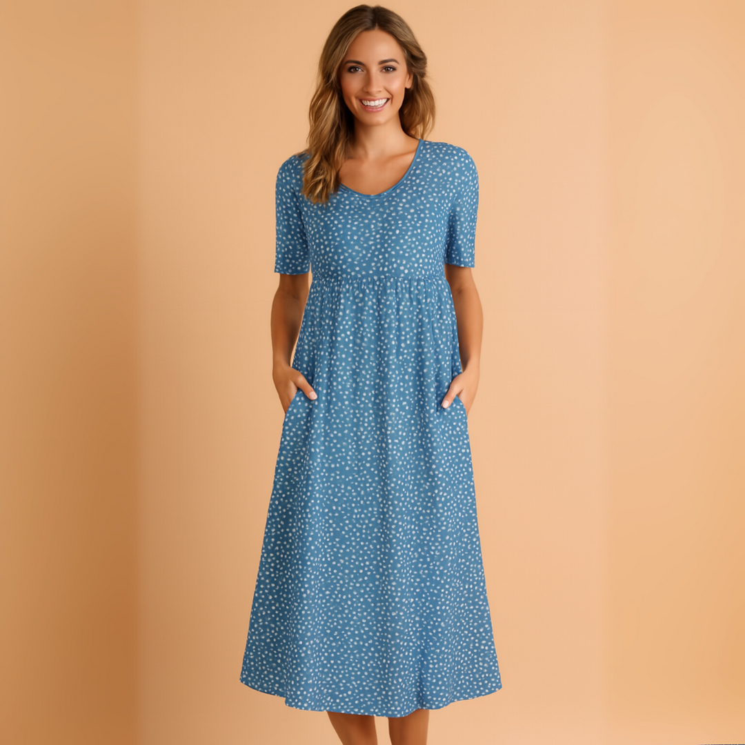 Midi-jurk met Bloemenprint – Luchtige Zomerjurk met Pofmouwen