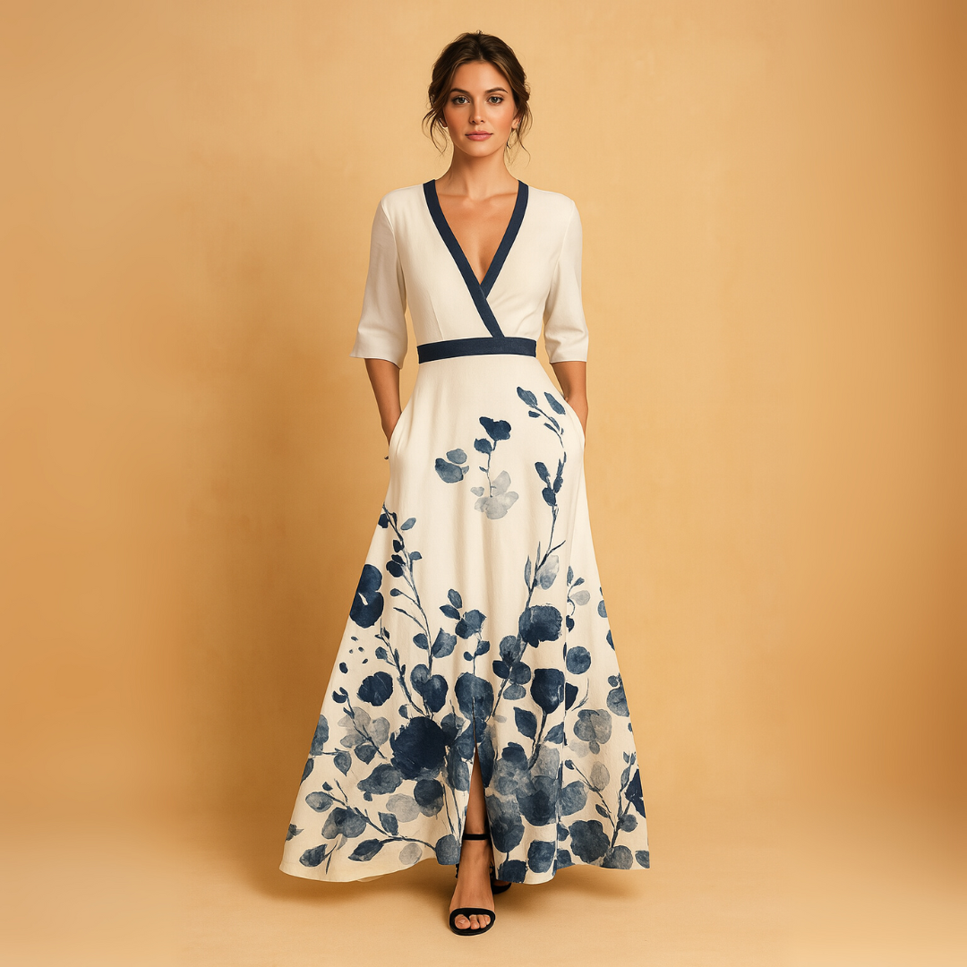 V-hals Sexy Hoge Taille Gedrukte Jurk