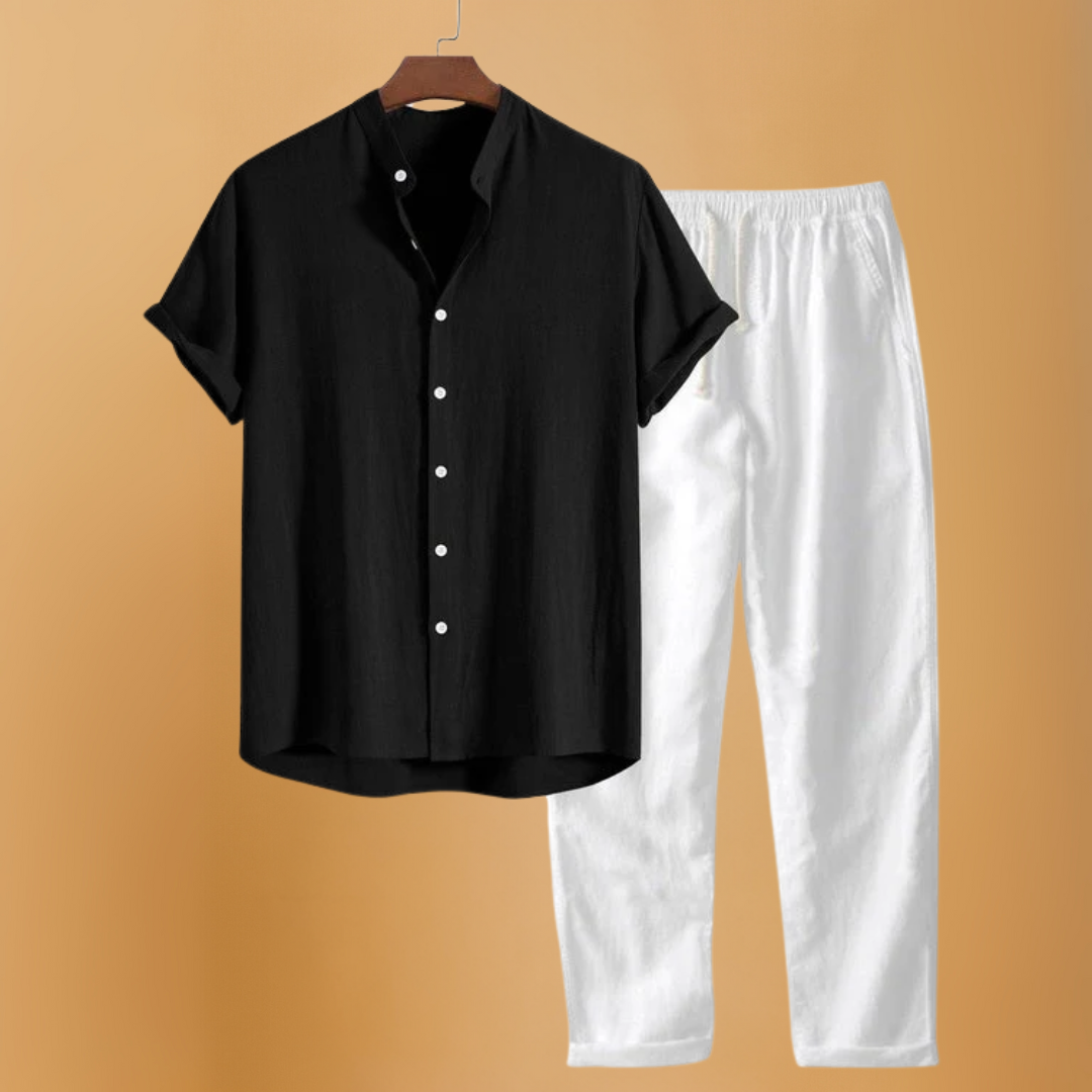 Luxe Linnen Overhemd & Broek Set – Ademend, Stijlvol & Perfect voor de Zomer