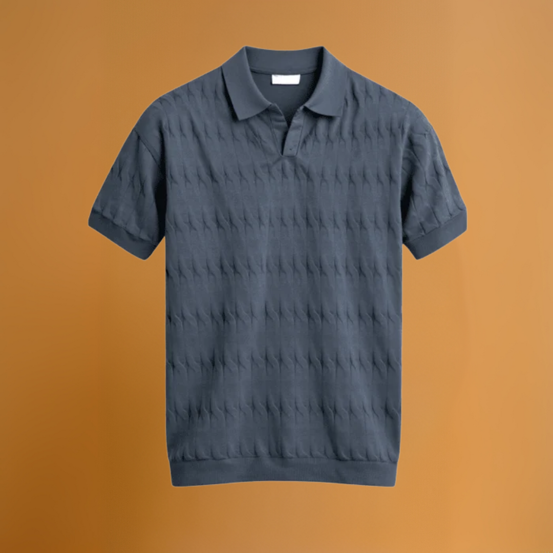 Premium V-hals Kabelbrei Polo – Klassiek, Comfortabel & Verfijnd