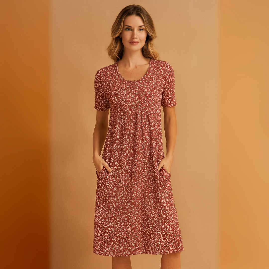 Midi-jurk met Bloemenprint – Luchtige Zomerjurk met Pofmouwen