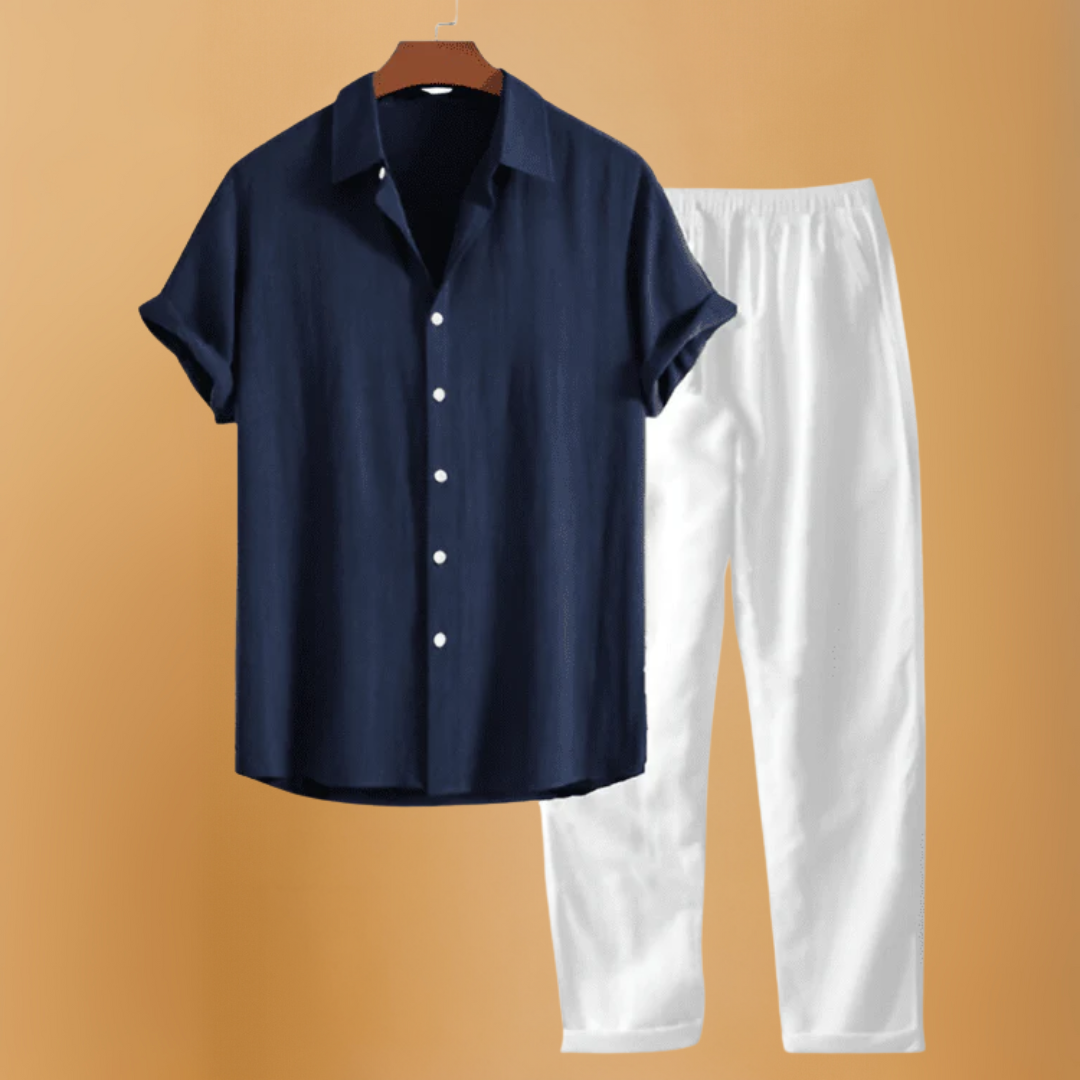 Luxe Linnen Overhemd & Broek Set – Ademend, Stijlvol & Perfect voor de Zomer