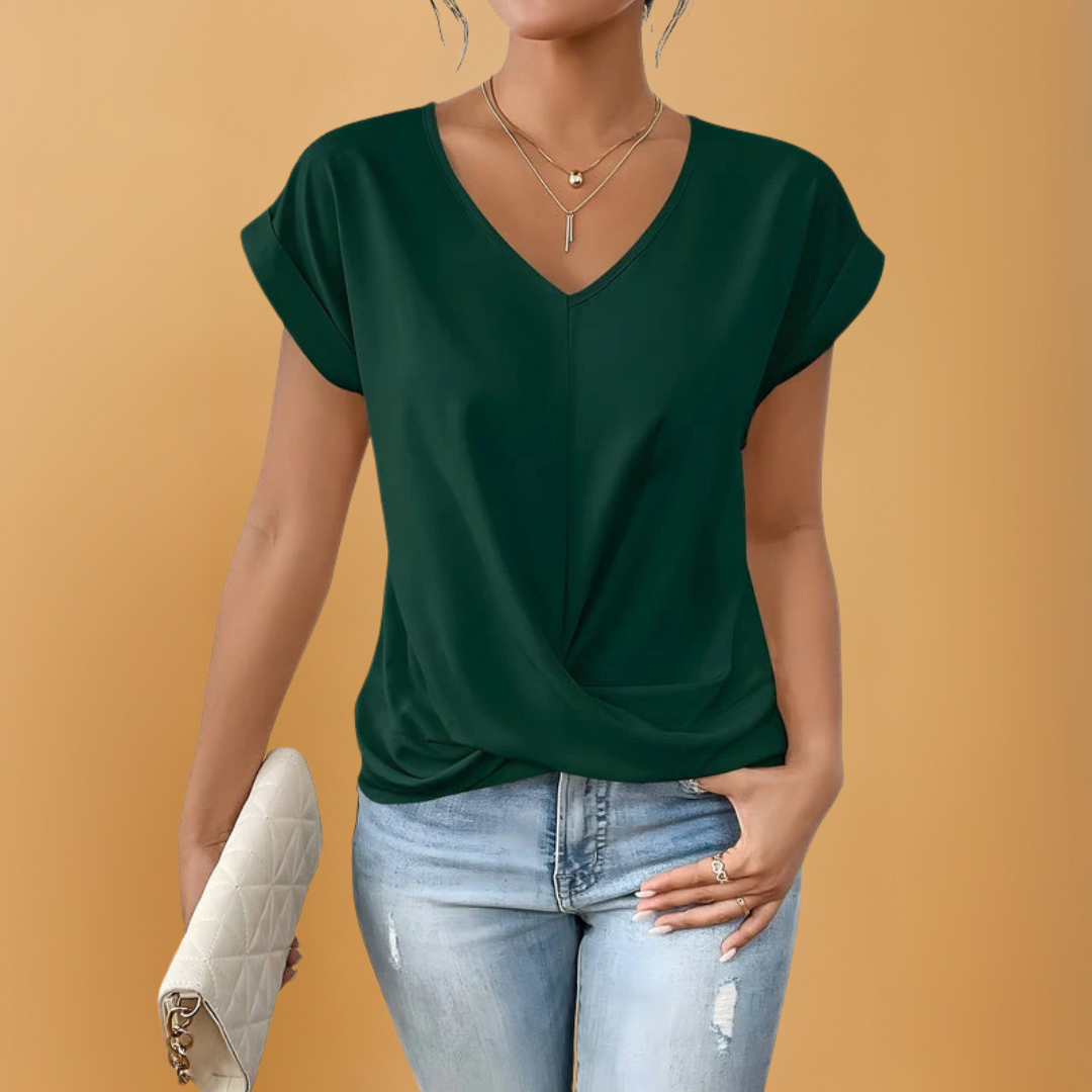 Elegante blouse met V-hals in effen kleur