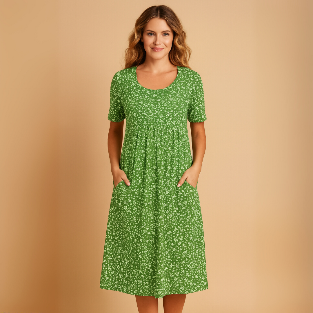 Midi-jurk met Bloemenprint – Luchtige Zomerjurk met Pofmouwen
