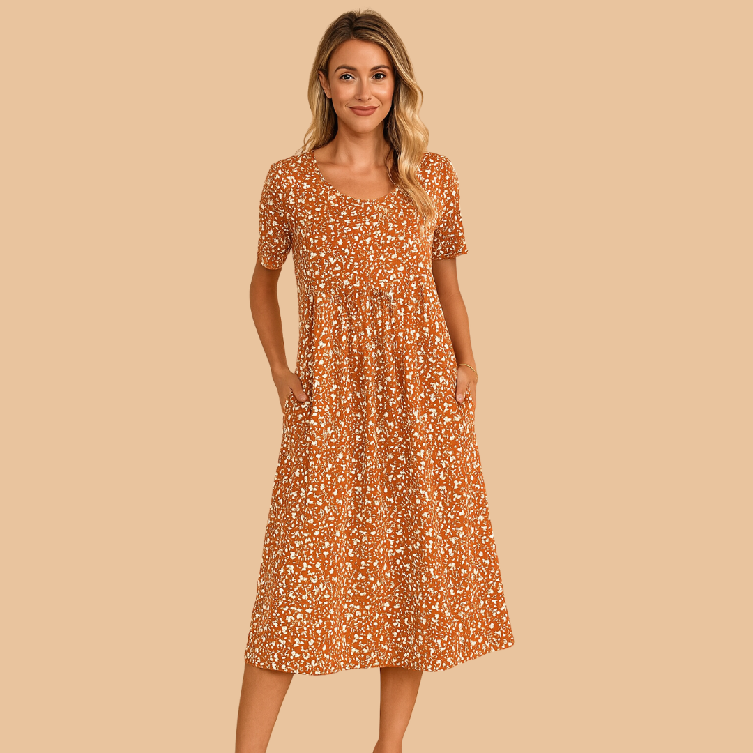 Midi-jurk met Bloemenprint – Luchtige Zomerjurk met Pofmouwen