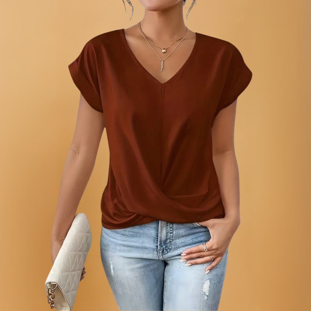 Elegante blouse met V-hals in effen kleur