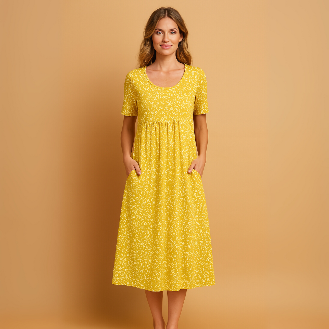 Midi-jurk met Bloemenprint – Luchtige Zomerjurk met Pofmouwen
