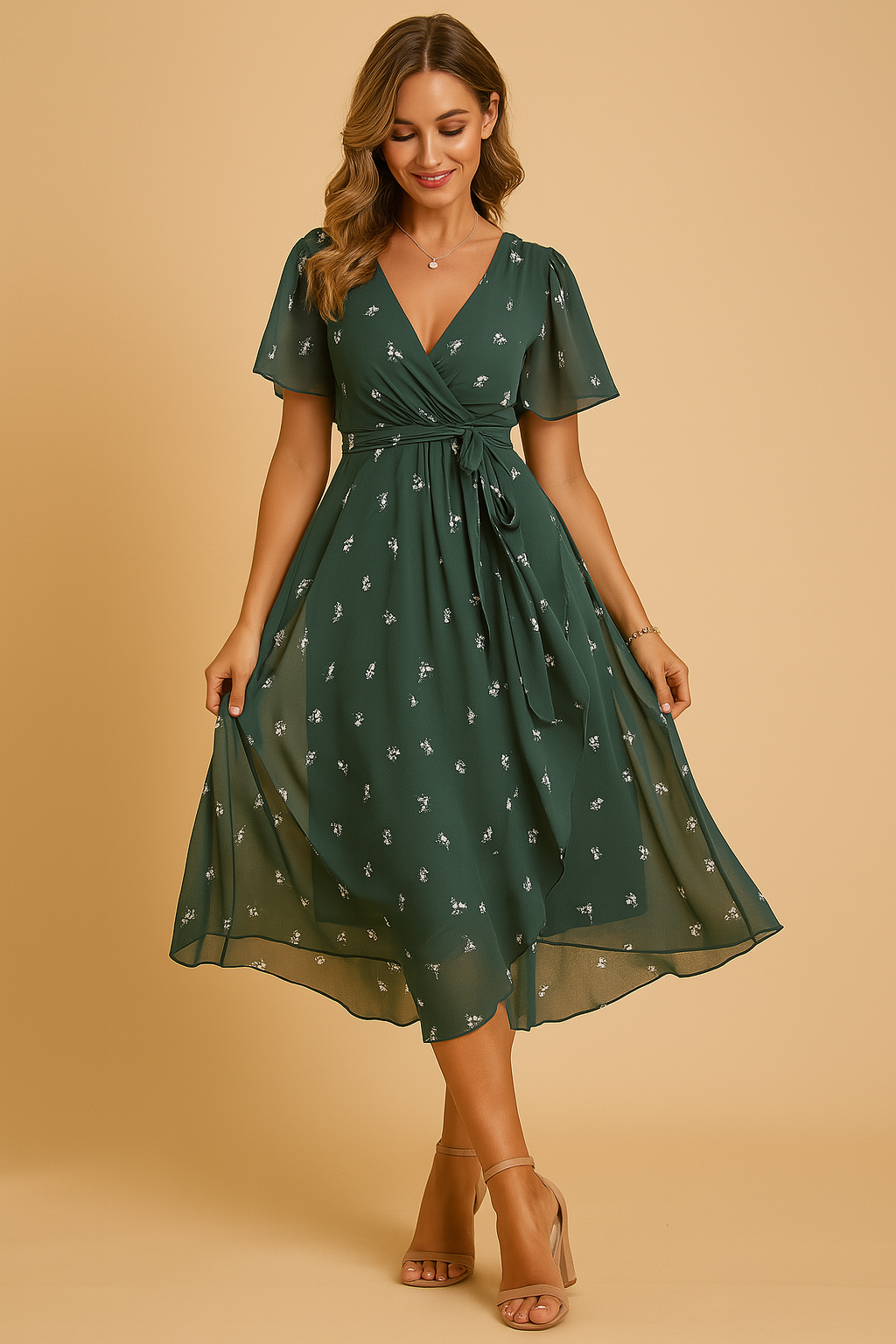 Elegante Damesjurk met V-Hals – Veelzijdig, Comfortabel & Ademend