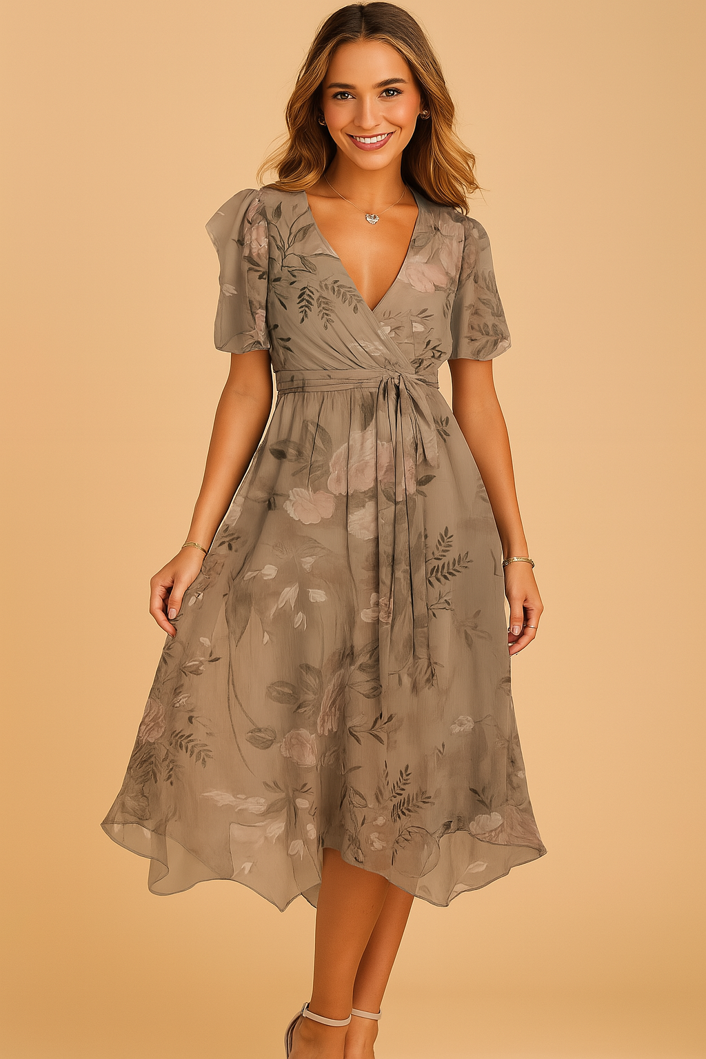 Elegante Damesjurk met V-Hals – Veelzijdig, Comfortabel & Ademend