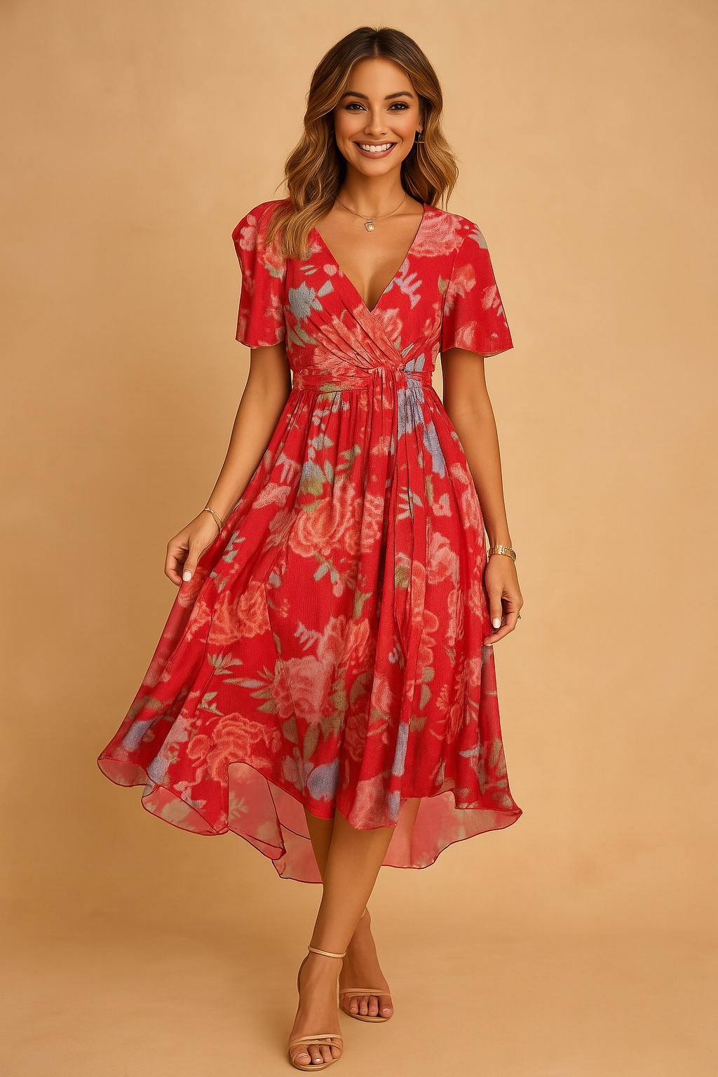Elegante Damesjurk met V-Hals – Veelzijdig, Comfortabel & Ademend